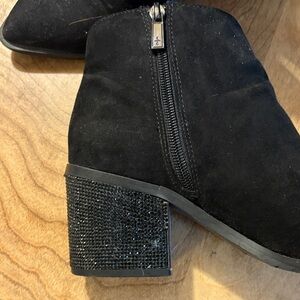 Black Ankle Boots with Glitter Heel